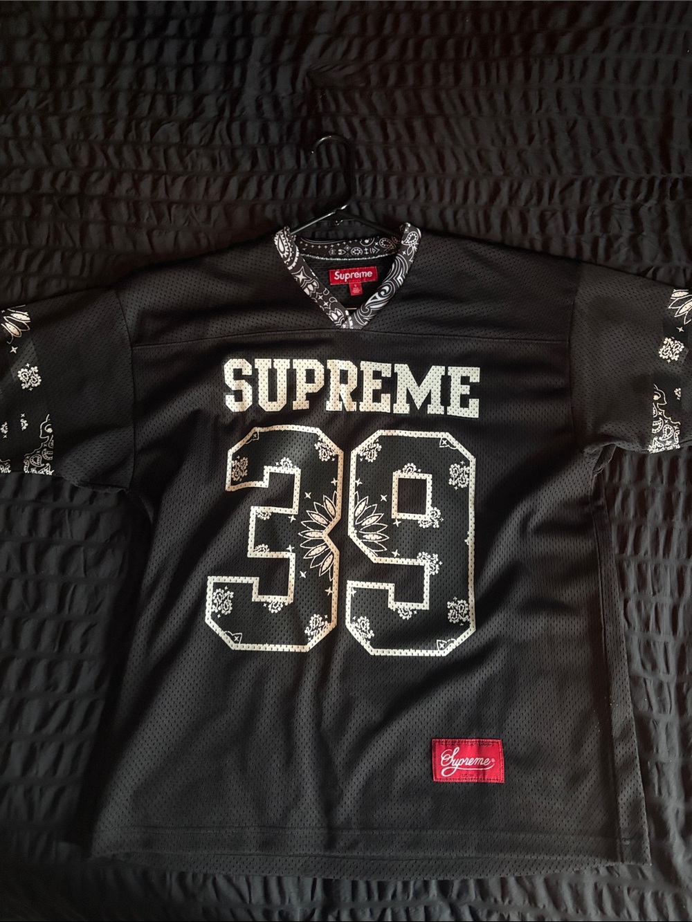 Supreme Black Bandana-Print '39' Mesh Jersey